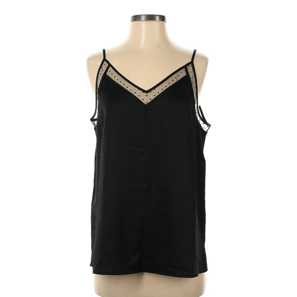 NWT Loft Black Cami with Mesh Dot Trim
